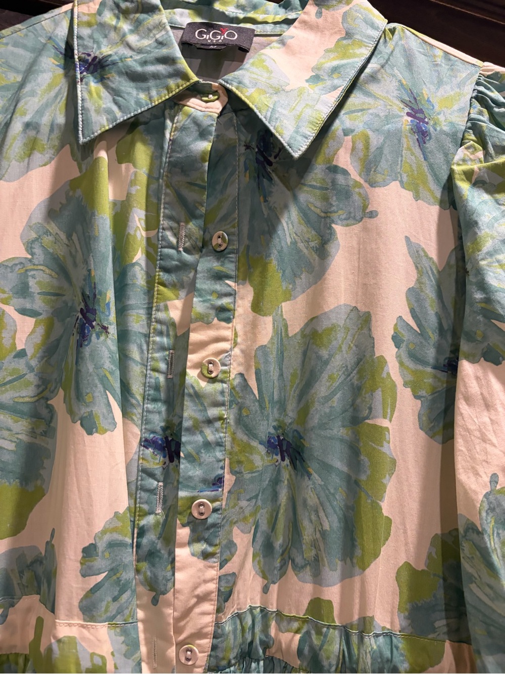 GIGI PIP Cream Midi Dress with Green Floral Print - Picture 2 of 5